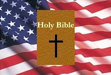 Flag
              and Bible representing the United States in Bible
              Prophecy
